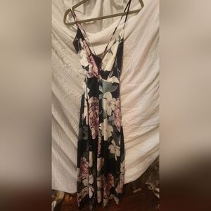 Navy blue and purple floral dress